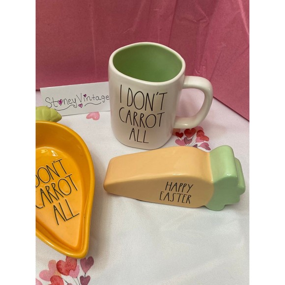 Rae Dunn HAPPY EASTER Ceramic Carrot, I dont Carrot all dish and mug set - Picture 3 of 7